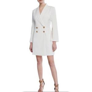Alexia Admor Coat Dress White Double Breast Size 2 XS New 6406 Split Sleeve